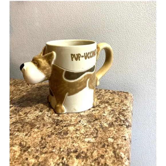 RARE Vintage 3D Pup-uccino Mug - 1970's Puppy Coffee Mug - Brown Dog Cup - Picture 2 of 10